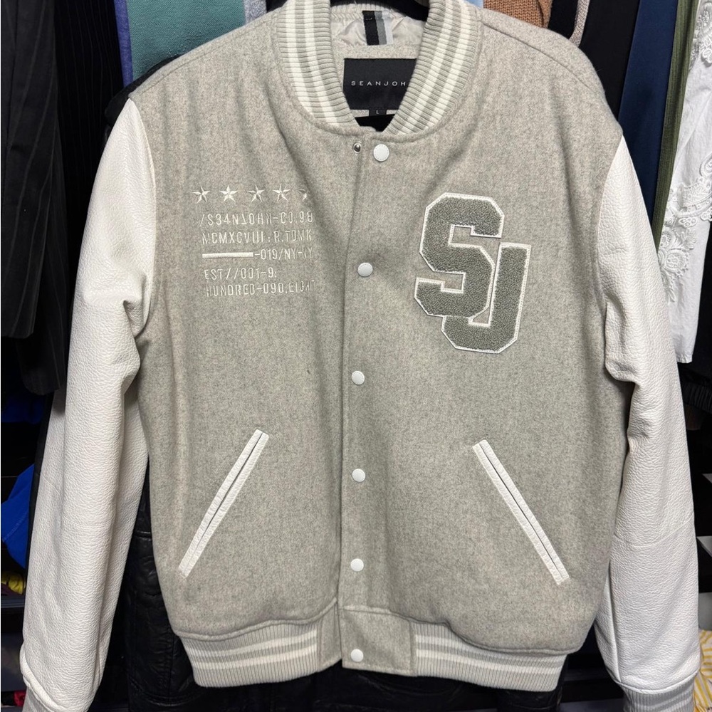 Gray and White Varsity Jacket